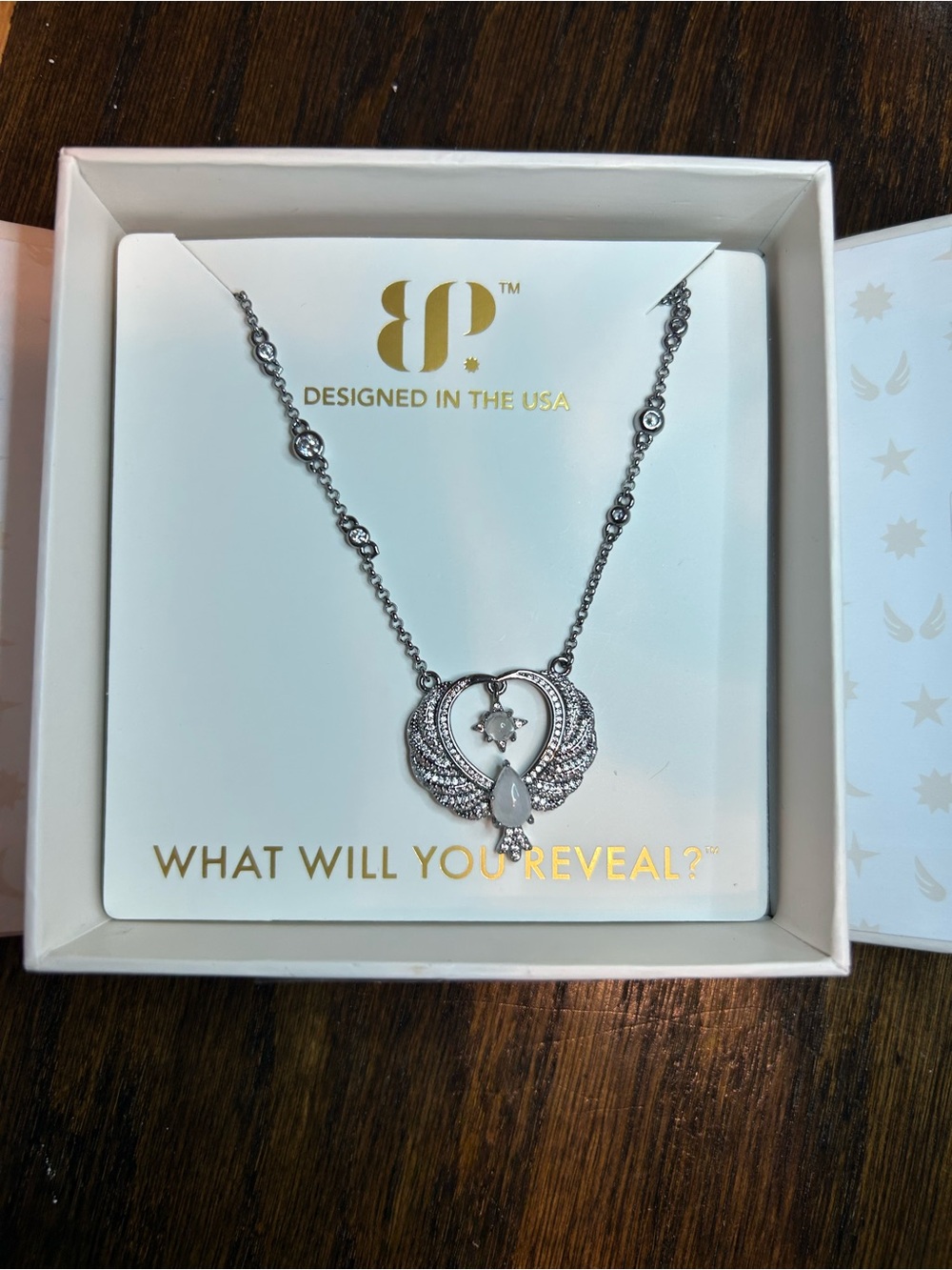 Bomb Party Hematite Heart & Teardrop Wing Pendant Necklace